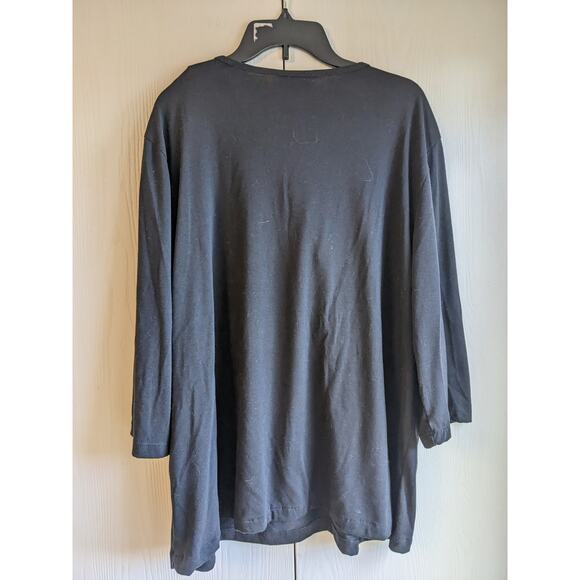 Liz & Me Women's Black V-neck Long Sleeve Ruffle Top Size 1X - Picture 2 of 3